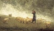 Winslow Homer Shepherdess still control the sheep Germany oil painting artist